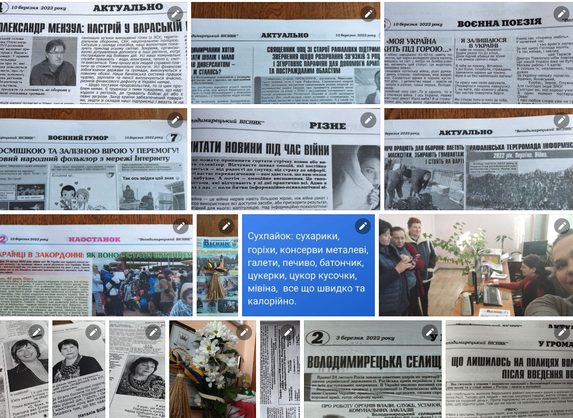 Фотоколаж з публікацій першого тижня вторгнення Росії в Україну
