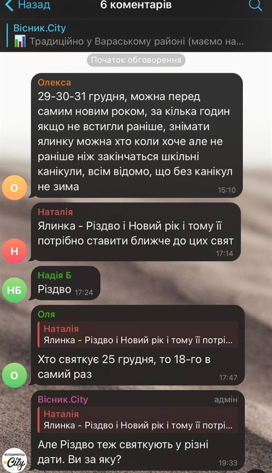 Думки читачів про встановлення ялинки