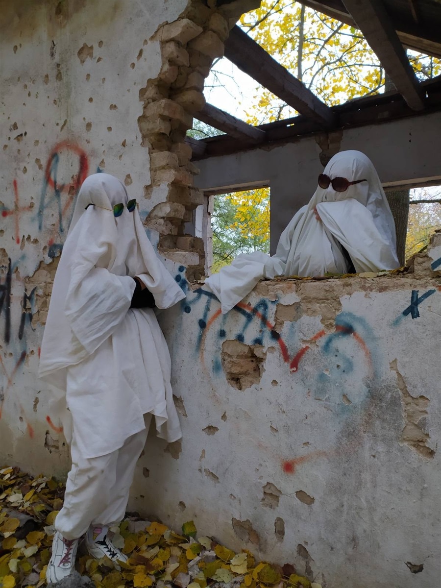 Володимирецькі дівчата креативлять. Це старі господарські будівлі маєтку.