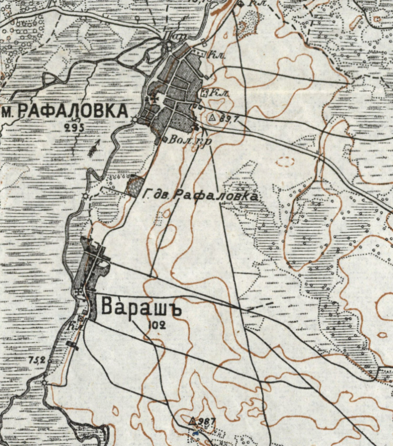 Вараш на карті 1909 року