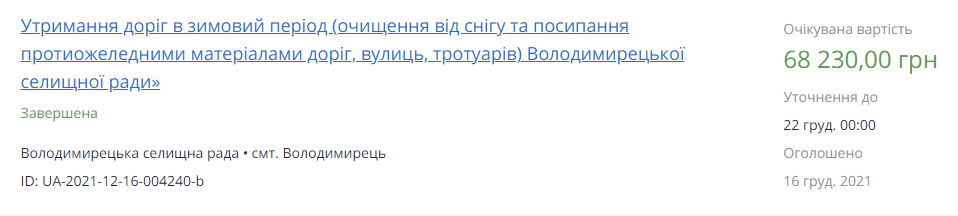 Скрін з Прозорро